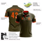 Personalized Olive Orange Performance Salute To Service Golf Polo Shirt Team Custom Name and Number