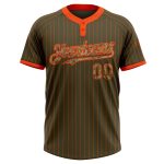 Personalized Olive Orange Pinstripe Camo Salute To Service Two-Button Unisex Softball Jersey Team Custom Name and Number