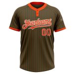 Personalized Olive Orange Pinstripe White Salute To Service Two-Button Unisex Softball Jersey Team Custom Name and Number