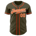 Personalized Olive Orange-White Authentic Salute To Service Baseball Jersey
