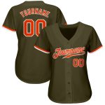 Personalized Olive Orange-White Authentic Salute To Service Baseball Jersey Team Custom Name and Number