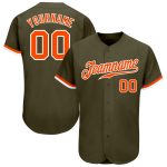 Personalized Olive Orange-White Authentic Salute To Service Baseball Jersey Team Custom Name and Number