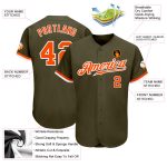 Personalized Olive Orange-White Authentic Salute To Service Baseball Jersey Team Custom Name and Number