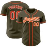 Personalized Olive Orange-White Authentic Salute To Service Baseball Jersey