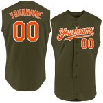 Personalized Olive Orange-White Authentic Sleeveless Salute To Service Baseball Jersey Team Custom Name and Number