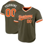 Personalized Olive Orange-White Authentic Throwback Salute To Service Baseball Jersey Team Custom Name and Number