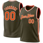 Personalized Olive Orange-White Authentic Throwback Salute To Service Basketball Jersey