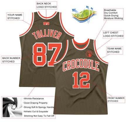 Personalized Olive Orange-White Authentic Throwback Salute To Service Basketball Jersey Team Custom Name and Number