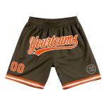 Personalized Olive Orange-White Authentic Throwback Salute To Service Basketball Shorts