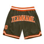 Personalized Olive Orange-White Authentic Throwback Salute To Service Basketball Shorts Team Custom Name and Number