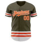 Personalized Olive Orange-White Line Authentic Salute To Service Baseball Jersey Team Custom Name and Number