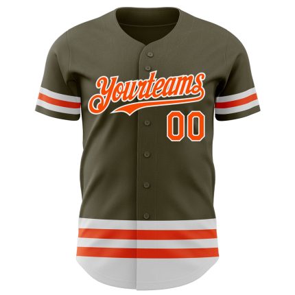 Personalized Olive Orange-White Line Authentic Salute To Service Baseball Jersey Team Custom Name and Number