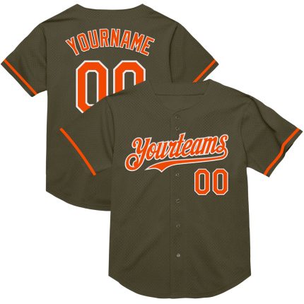 Personalized Olive Orange-White Mesh Authentic Throwback Salute To Service Baseball Jersey Team Custom Name and Number