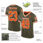 Personalized Olive Orange-White Mesh Authentic Throwback Salute To Service Football Jersey Team Custom Name and Number