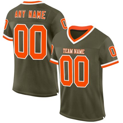 Personalized Olive Orange-White Mesh Authentic Throwback Salute To Service Football Jersey Team Custom Name and Number