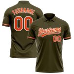 Personalized Olive Orange-White Performance Vapor Salute To Service Golf Polo Shirt Team Custom Name and Number