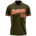 Personalized Olive Orange-White Performance Vapor Salute To Service Golf Polo Shirt Team Custom Name and Number
