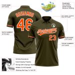 Personalized Olive Orange-White Performance Vapor Salute To Service Golf Polo Shirt Team Custom Name and Number