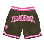 Personalized Olive Pink-White Authentic Throwback Salute To Service Basketball Shorts Team Custom Name and Number