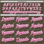 Personalized Olive Pink-White Bomber Full-Snap Varsity Letterman Salute To Service Jacket Team Custom Name and Number