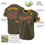 Personalized Olive Purple-Gold Authentic Throwback Salute To Service Baseball Jersey Team Custom Name and Number