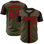 Personalized Olive Red-Black 3 Colors Arm Shapes Authentic Salute To Service Baseball Jersey Team Custom Name and Number