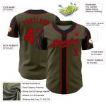 Personalized Olive Red-Black 3 Colors Arm Shapes Authentic Salute To Service Baseball Jersey Team Custom Name and Number