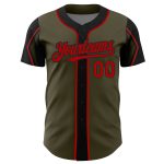 Personalized Olive Red-Black 3 Colors Arm Shapes Authentic Salute To Service Baseball Jersey Team Custom Name and Number