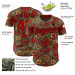 Personalized Olive Red-Black 3D Pattern Design Northeast China Big Flower Authentic Baseball Jersey Team Custom Name and Number