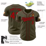 Personalized Olive Red-Black Authentic Salute To Service Baseball Jersey
