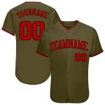 Personalized Olive Red-Black Authentic Salute To Service Baseball Jersey Team Custom Name and Number