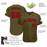 Personalized Olive Red-Black Authentic Salute To Service Baseball Jersey Team Custom Name and Number