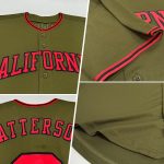 Personalized Olive Red-Black Authentic Salute To Service Baseball Jersey Team Custom Name and Number