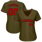 Personalized Olive Red-Black Authentic Salute To Service Baseball Jersey Team Custom Name and Number