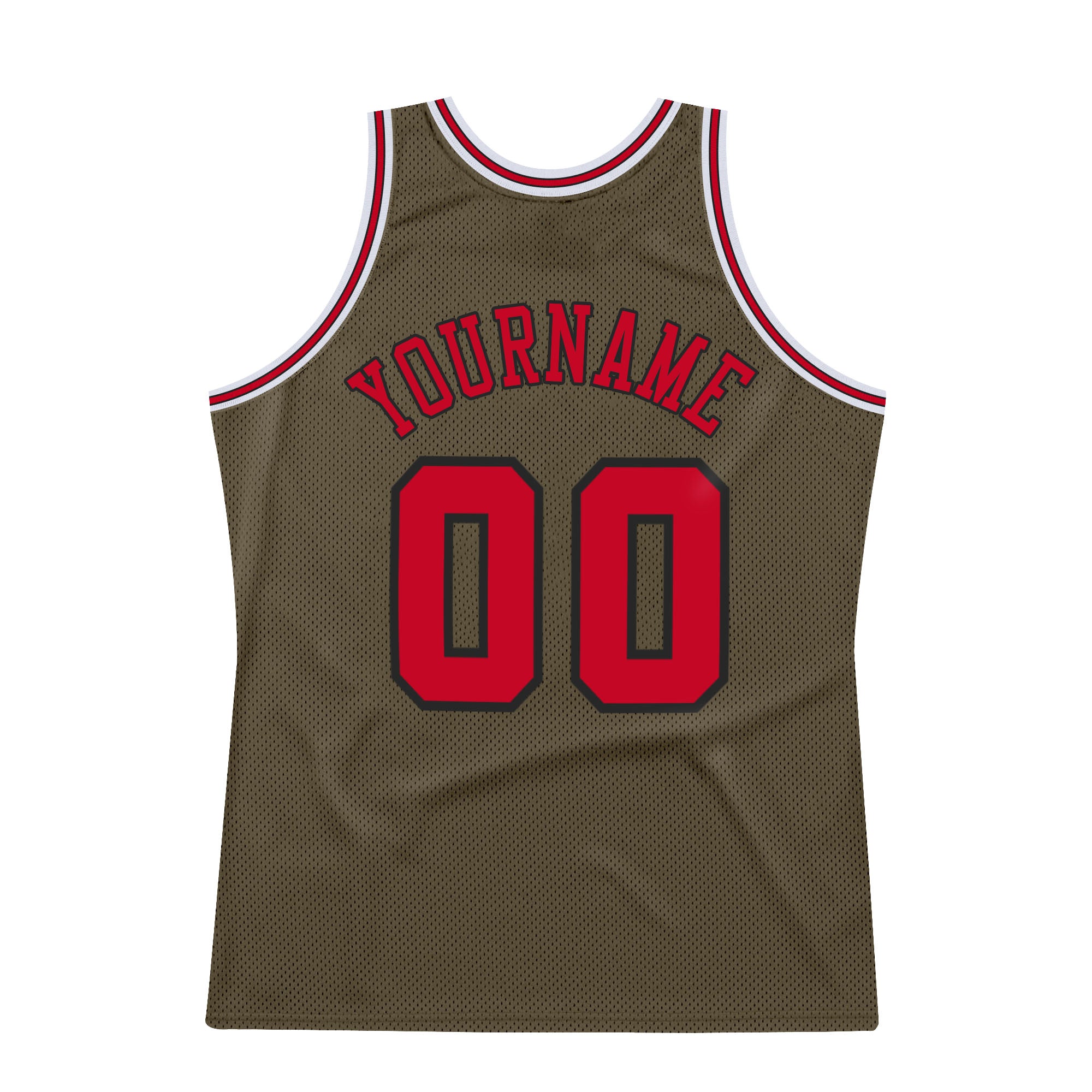 Personalized Olive Red-Black Authentic Throwback Salute To Service Basketball Jersey Team Custom Name and Number Personalized Olive Red-Black Authentic Throwback Salute To Service Basketball Jersey Team Custom Name and Number - Image 6