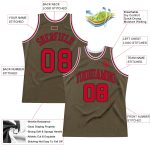 Personalized Olive Red-Black Authentic Throwback Salute To Service Basketball Jersey Team Custom Name and Number