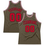 Personalized Olive Red-Black Authentic Throwback Salute To Service Basketball Jersey Team Custom Name and Number
