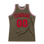 Personalized Olive Red-Black Authentic Throwback Salute To Service Basketball Jersey Team Custom Name and Number