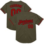Personalized Olive Red-Black Mesh Authentic Throwback Salute To Service Baseball Jersey Team Custom Name and Number