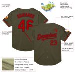 Personalized Olive Red-Black Mesh Authentic Throwback Salute To Service Baseball Jersey Team Custom Name and Number