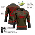 Personalized Olive Red-Black Salute To Service Hockey Lace Neck Jersey Team Custom Name and Number