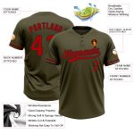 Personalized Olive Red-Black Salute To Service Two-Button Unisex Softball Jersey Team Custom Name and Number