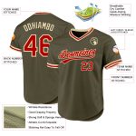 Personalized Olive Red-Cream Authentic Throwback Salute To Service Baseball Jersey Team Custom Name and Number