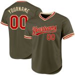 Personalized Olive Red-Cream Authentic Throwback Salute To Service Baseball Jersey Team Custom Name and Number