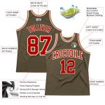Personalized Olive Red-Cream Authentic Throwback Salute To Service Basketball Jersey Team Custom Name and Number