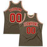 Personalized Olive Red-Cream Authentic Throwback Salute To Service Basketball Jersey Team Custom Name and Number