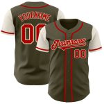 Personalized Olive Red-Cream Authentic Two Tone Salute To Service Baseball Jersey Team Custom Name and Number