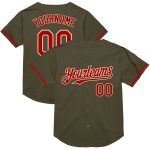 Personalized Olive Red-Cream Mesh Authentic Throwback Salute To Service Baseball Jersey Team Custom Name and Number