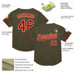 Personalized Olive Red-Cream Mesh Authentic Throwback Salute To Service Baseball Jersey Team Custom Name and Number