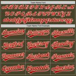 Personalized Olive Red-Cream Salute To Service Two-Button Unisex Softball Jersey Team Custom Name and Number